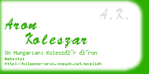 aron koleszar business card